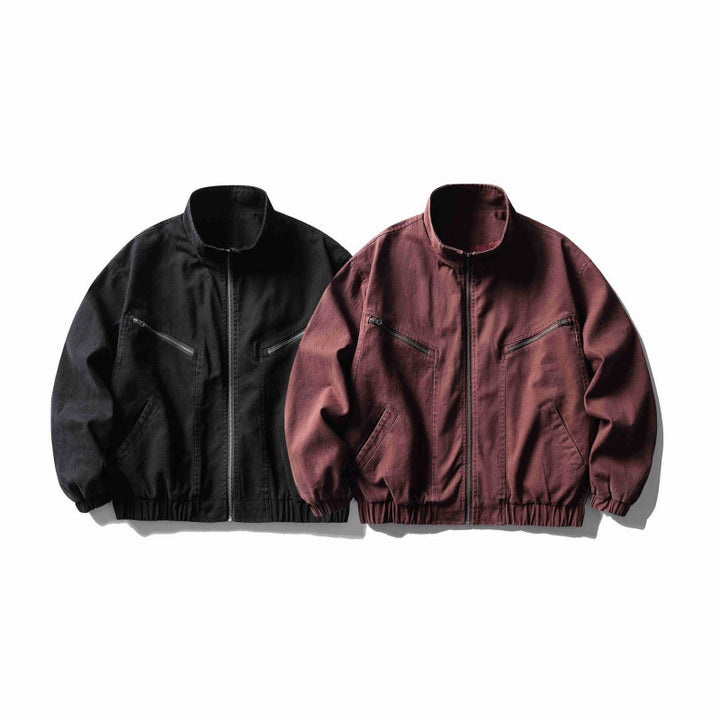 Unisex Boxy Zip Blouson Jacket made of Canvas with Stand-Up Collar, Asymmetrical Zipper Pockets and Elastic Hem Mune Fashion