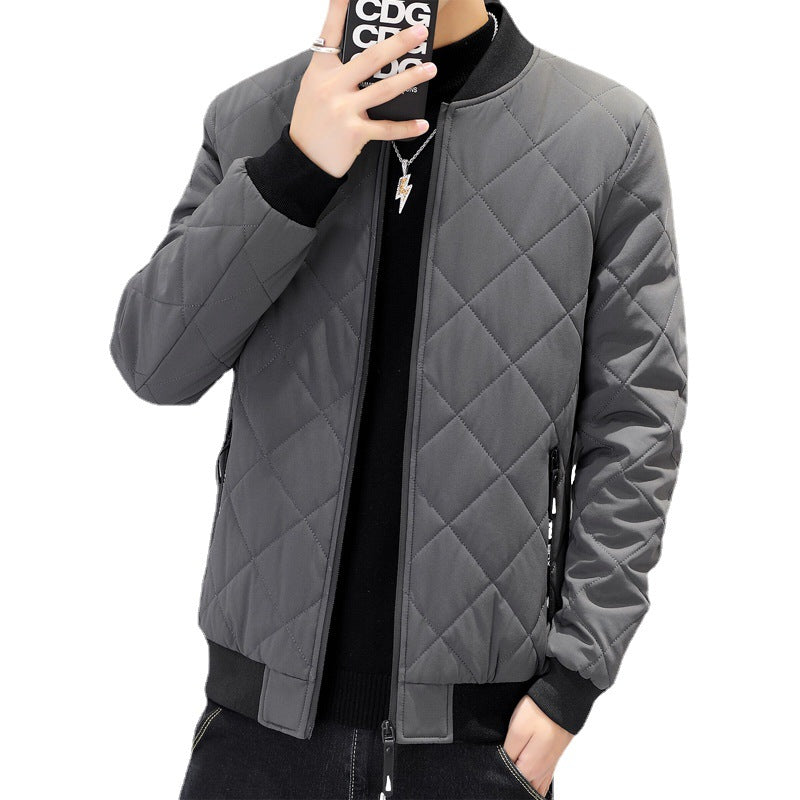 Men's quilted transitional jacket with diamond stitching, stand-up collar, and ribbed cuffs Mune Fashion