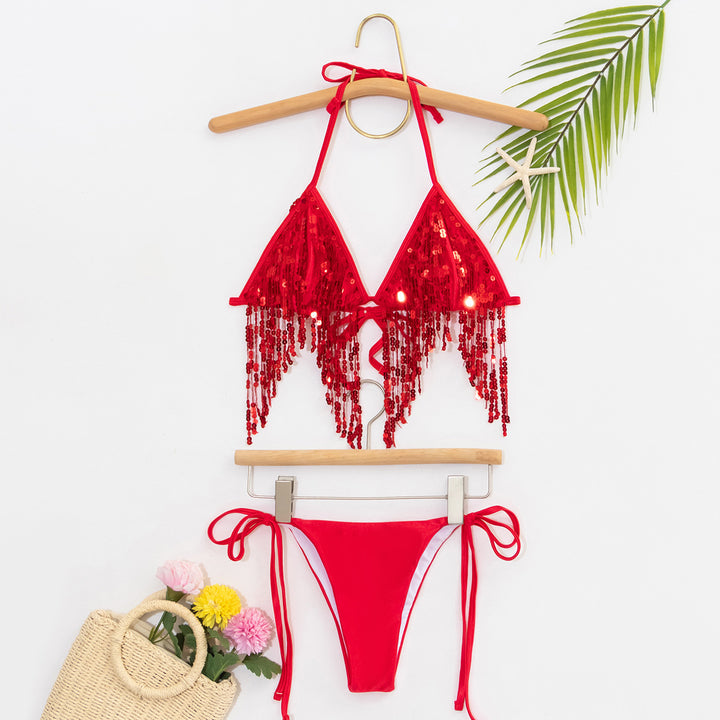 Women's bikini set with glittering sequins and playful ties Mune Fashion