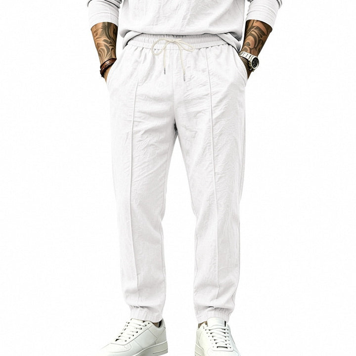 Men's Lightweight Pleated Jogging Pants with Elastic Waistband and Drawstring Mune Fashion