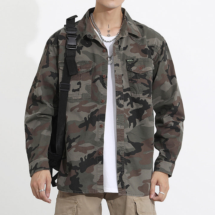 Herren Camouflage-Fieldshirtjacke aus leichtem Baumwoll-Twill mit Brusttaschen Mune Fashion