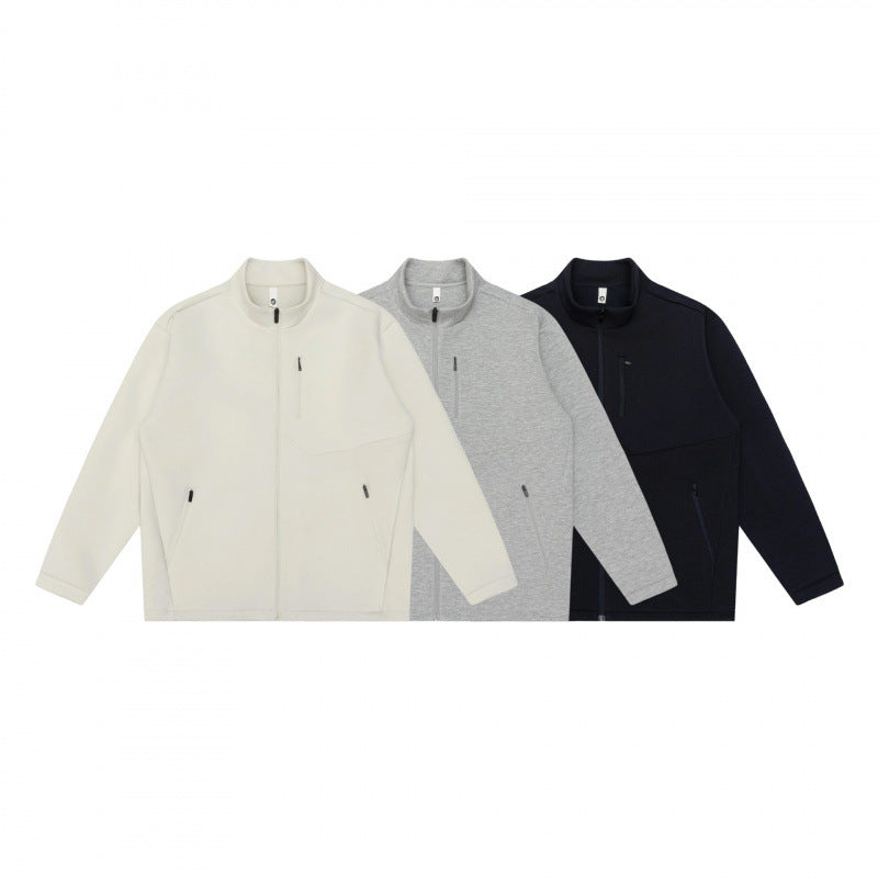 Unisex Boxy Fleece Zip Jacket with high stand-up collar, chest pocket and concealed front zipper Mune Fashion