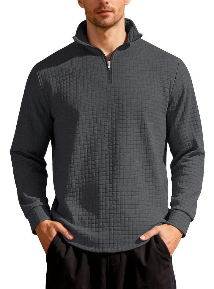 Men's Nano Square Structured Comfort Half Zip Sweater with Stand Collar and Light Padding Mune Fashion