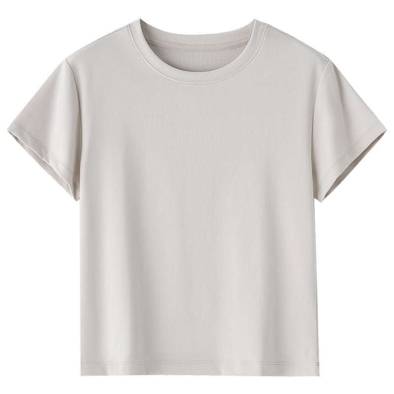 Women Short-Cut Boxy T-Shirt made from soft cotton stretch with round neck Mune Fashion