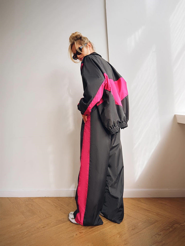 Women's nan sportives tracksuit set with windbreaker jacket and wide leg pants Mune Fashion