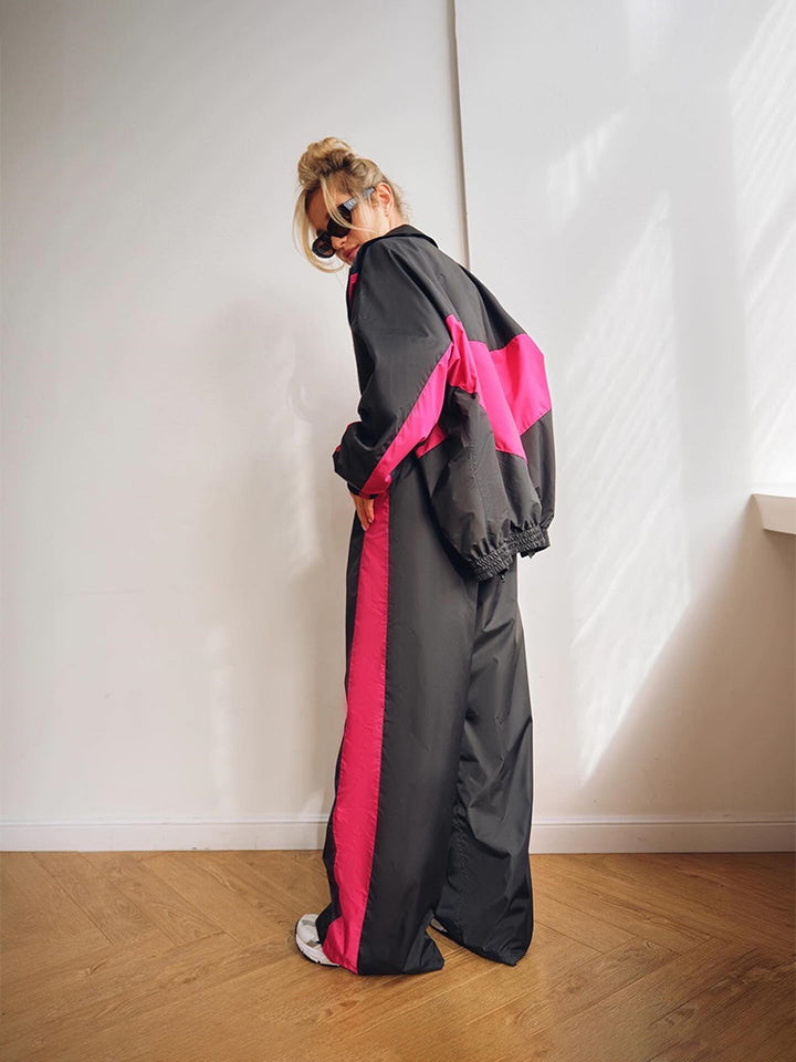 Women's nan sportives tracksuit set with windbreaker jacket and wide leg pants Mune Fashion