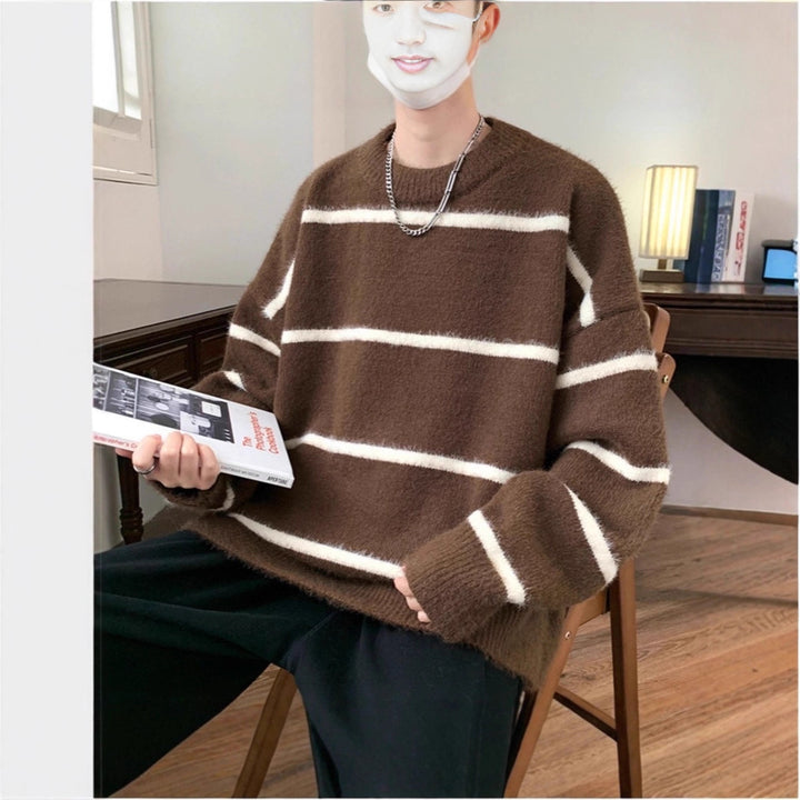 Unisex Oversized Knit Sweater with Striped Design Mune Fashion