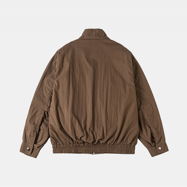 Men's Lightweight Harrington Jacket with Stand-up Collar, Elastic Hem, and Slanted Zipper Pockets Mune Fashion