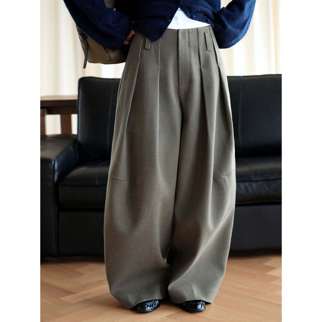 Women Wide High-waisted Pleated Culotte Pants Mune Fashion