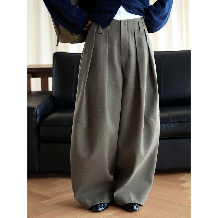 Women Wide High-waisted Pleated Culotte Pants Mune Fashion