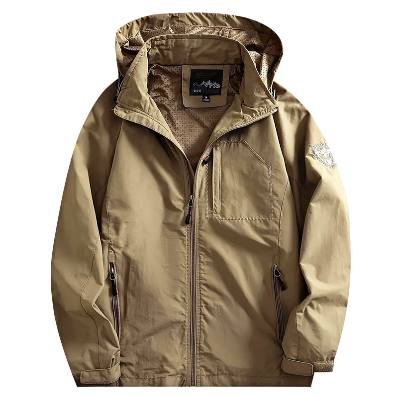 Men's nano lightweight wind and water-repellent hooded jacket with concealed chest zipper pocket Mune Fashion