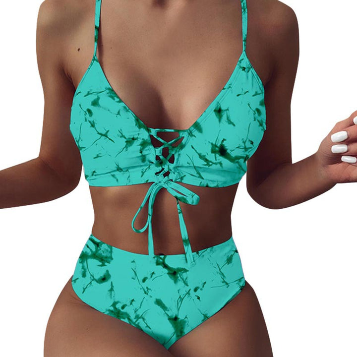 Women's High-Waisted Bikini Set with Adjustable Lace-Up Details Mune Fashion