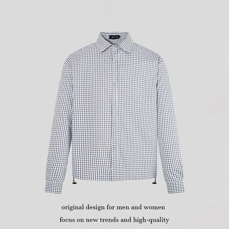 Men's checked shirt with full button placket, adjustable hem, and Kent collar Mune Fashion
