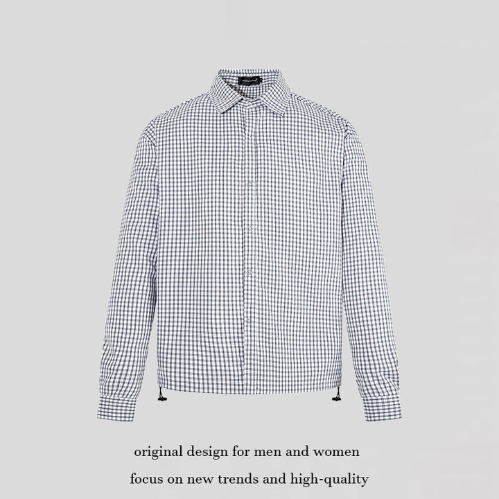 Men's checked shirt with full button placket, adjustable hem, and Kent collar Mune Fashion