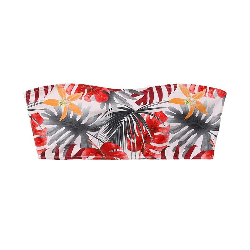Women's Bandeau Bikini Top with Floral Design Mune Fashion