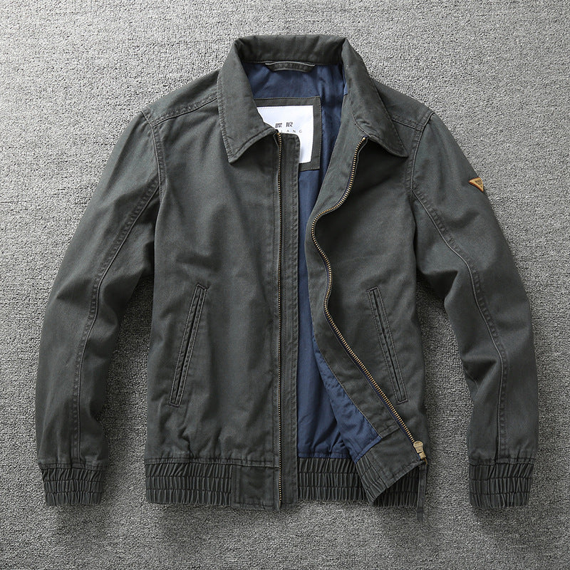 Men's casual canvas field jacket with zipper and elastic hem Mune Fashion