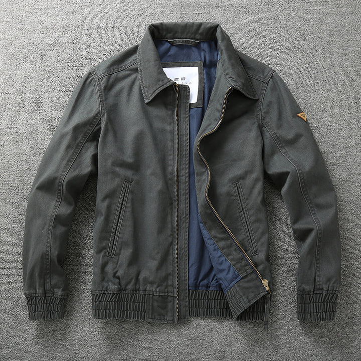 Men's casual canvas field jacket with zipper and elastic hem Mune Fashion