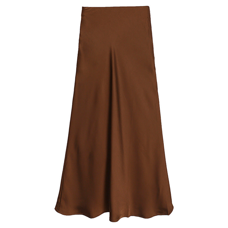 Women's nan bias-cut maxi skirt with high, seamless waistband and flowing satin look Mune Fashion