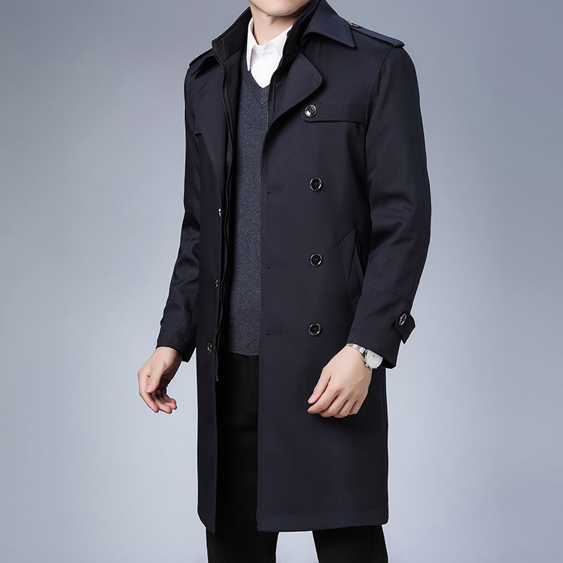 Men's classic water-repellent trench coat with double button row and epaulettes Mune Fashion
