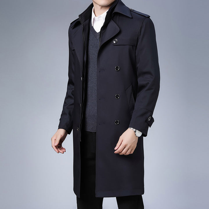 Men's classic water-repellent trench coat with double button row and epaulettes Mune Fashion