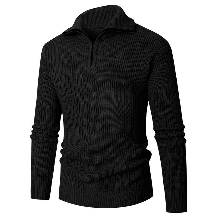 Men's coarse structure half-zip mock neck pullover made of thermoregulating cotton blend Mune Fashion