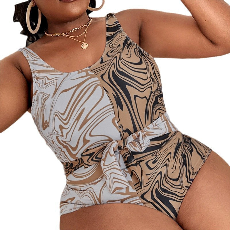 Women's Elegant One-Piece Swimsuit with Stylish Wrap Waist Mune Fashion