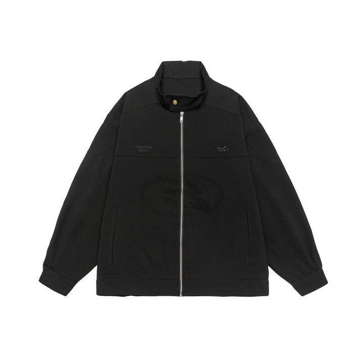 Unisex Boxy-Zip jacket in oversized cut with stand-up collar and tonal logo embossing Mune Fashion
