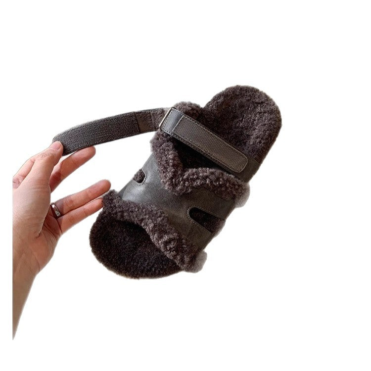 Women’s teddy-lined mules with adjustable straps Mune Fashion