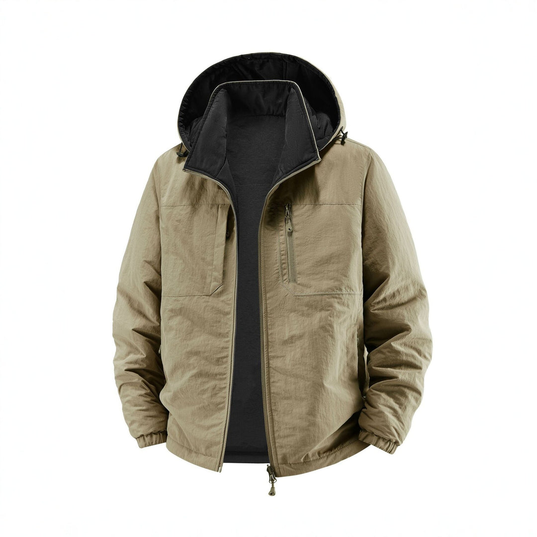 Men's thermo field jacket with fleece lining, hood and front pockets Mune Fashion