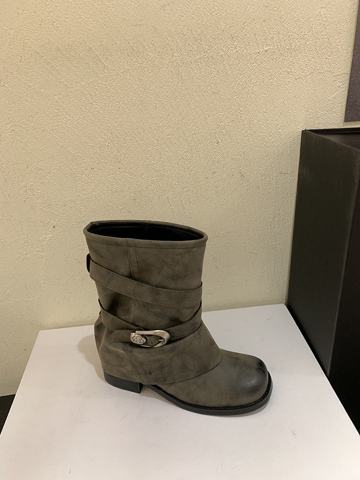 Ladies Fashion Ankle Boots with Wide Strap Mune Fashion