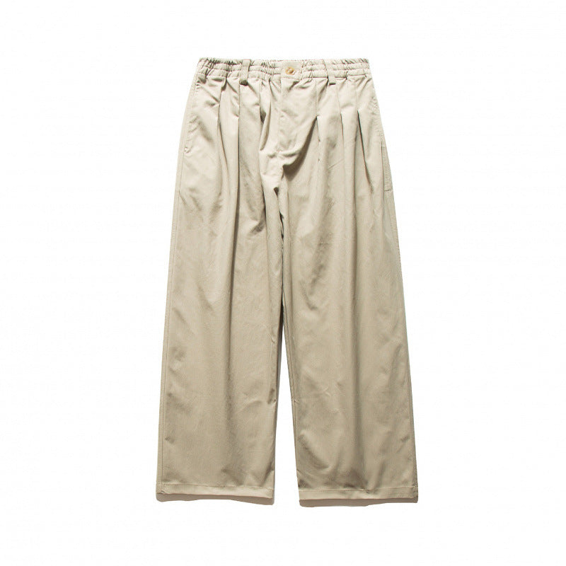 Unisex Wide Pleated Trousers with Elastic Waistband and Creases Mune Fashion
