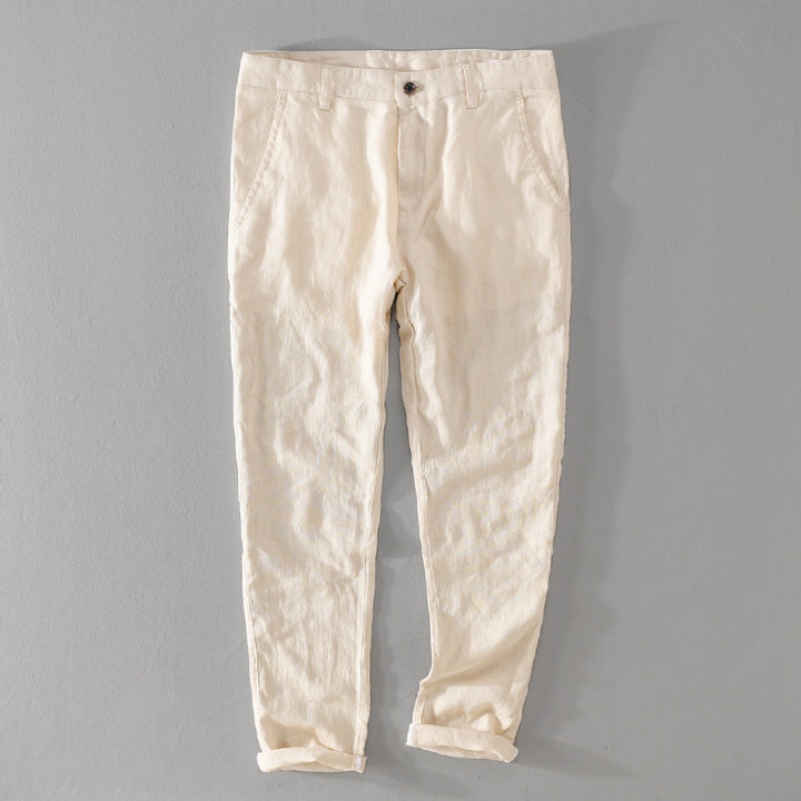 Men's Lightweight Linen Chino with Slim Fit and Rolled Hem Mune Fashion