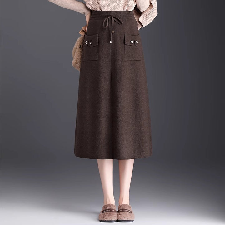 Ladies Stylish Maxi Skirt with Pockets and Tying Belt Mune Fashion