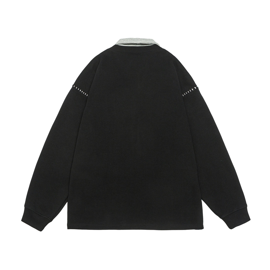 Unisex Oversize Polo collar sweatshirt with contrast collar and decorative perforation Mune Fashion