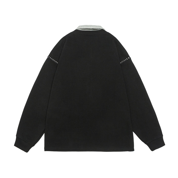 Unisex Oversize Polo collar sweatshirt with contrast collar and decorative perforation Mune Fashion