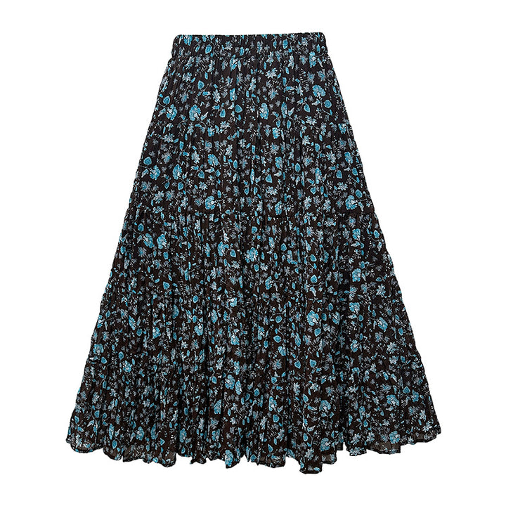 Women's flowing midi maxi skirt with multi-layered tiered design and fine pleated look Mune Fashion