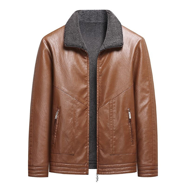 Men's Modern Faux Leather Blazer with Teddy Lining Mune Fashion
