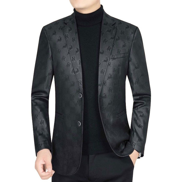 Men's Slim-Fit Jacket in Leather Look with Notched Lapel Mune Fashion