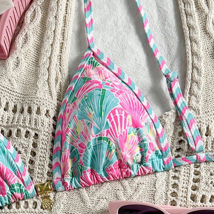 Women's Triangle Bikini Set with trendy shell pattern Mune Fashion