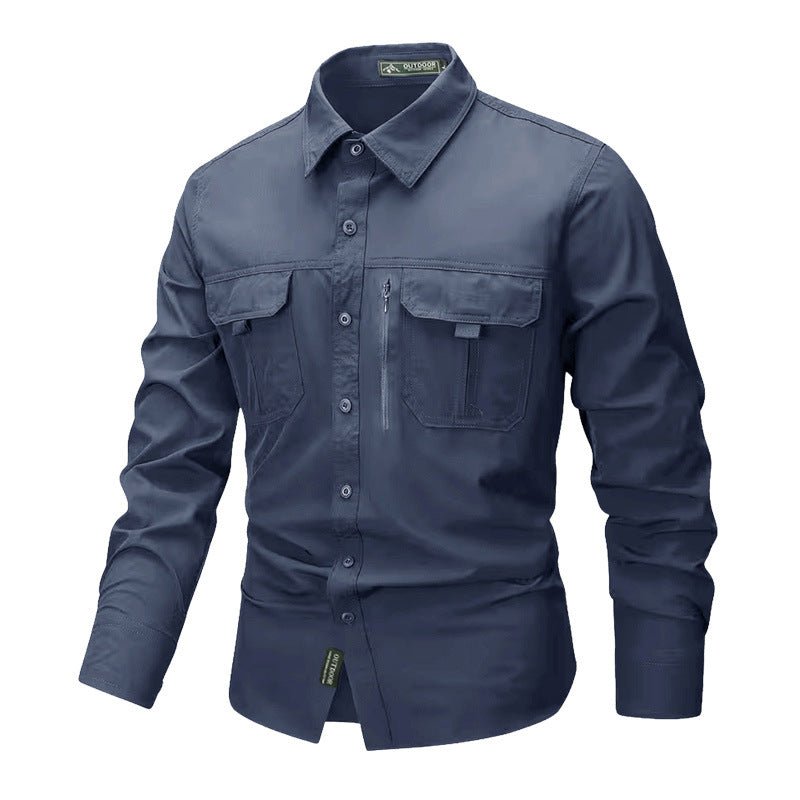 Men's robust trekking shirt with reinforced breast pockets and breathable material Mune Fashion