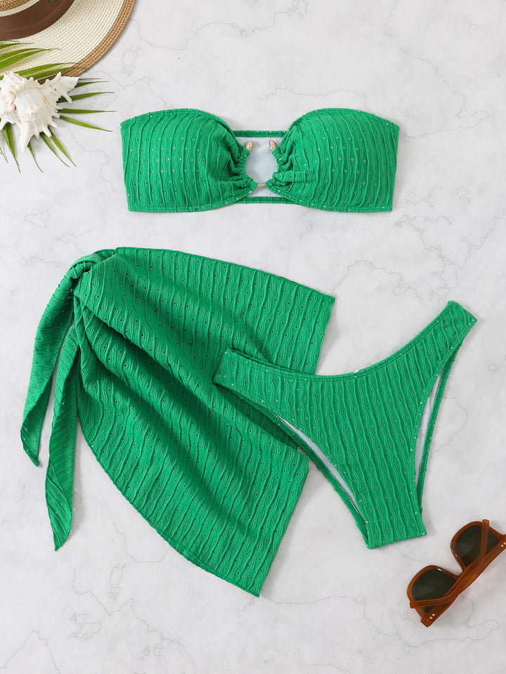 Women's bandeau bikini set with customizable wrap skirt Mune Fashion
