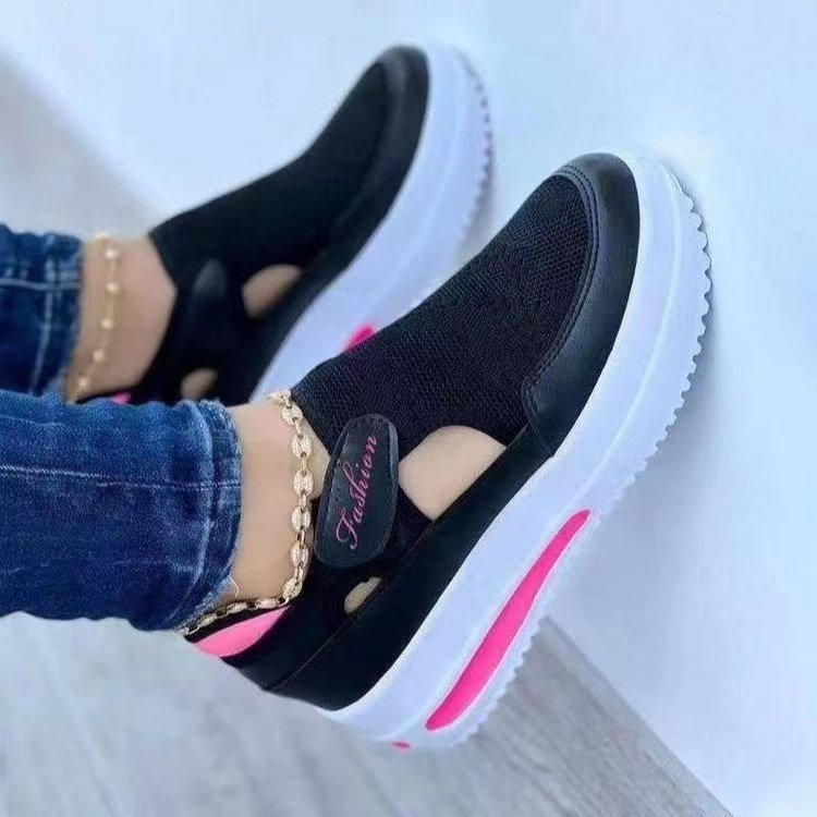 Women's breathable knitted sneakers with Velcro, cut-outs, and platform air sole Mune Fashion
