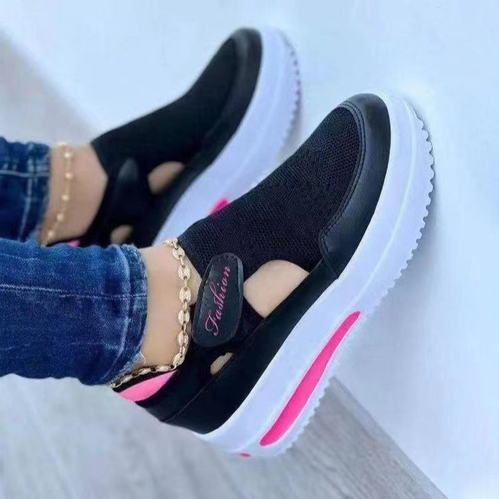 Women's breathable knitted sneakers with Velcro, cut-outs, and platform air sole Mune Fashion
