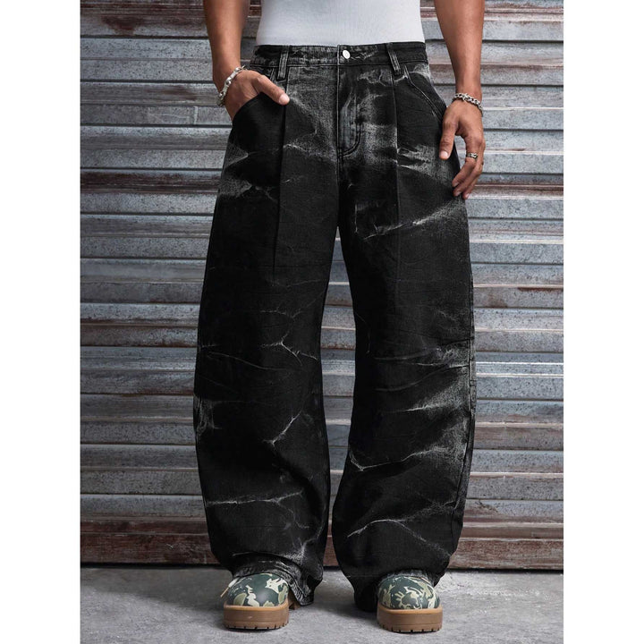Men's loose-cut denim pants with special washing effect Mune Fashion