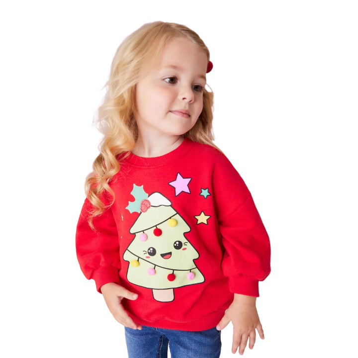 Girl's sweater with festive Christmas tree motif Mune Fashion