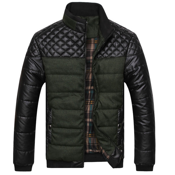 Men's quilted jacket in material mix with padded filling and stand-up collar Mune Fashion