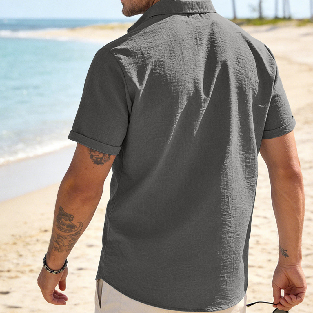 Men's breathable linen shirt with kent collar and rolled-up sleeves Mune Fashion
