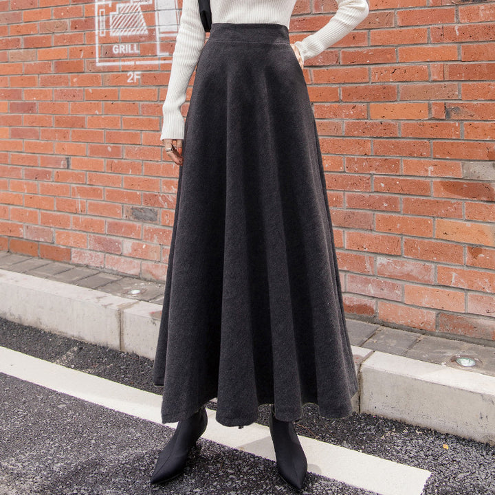Women's barely swinging wool blend maxi skirt with high waistband and seam-fine panels Mune Fashion