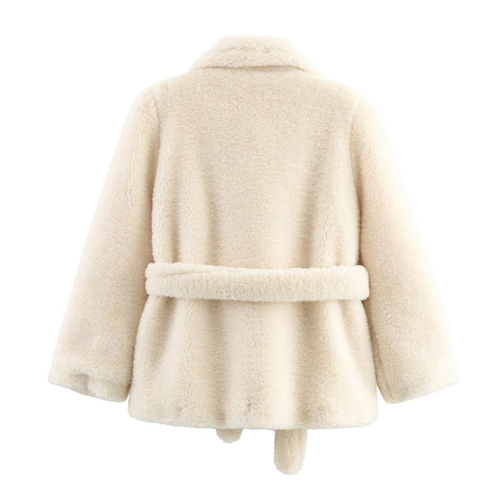 Women's Teddy Fur Jacket with Belt and Soft Lining Mune