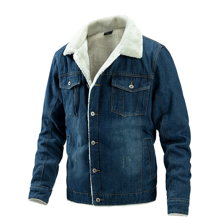 Men's denim jacket with teddy lining and shirt collar Mune Fashion